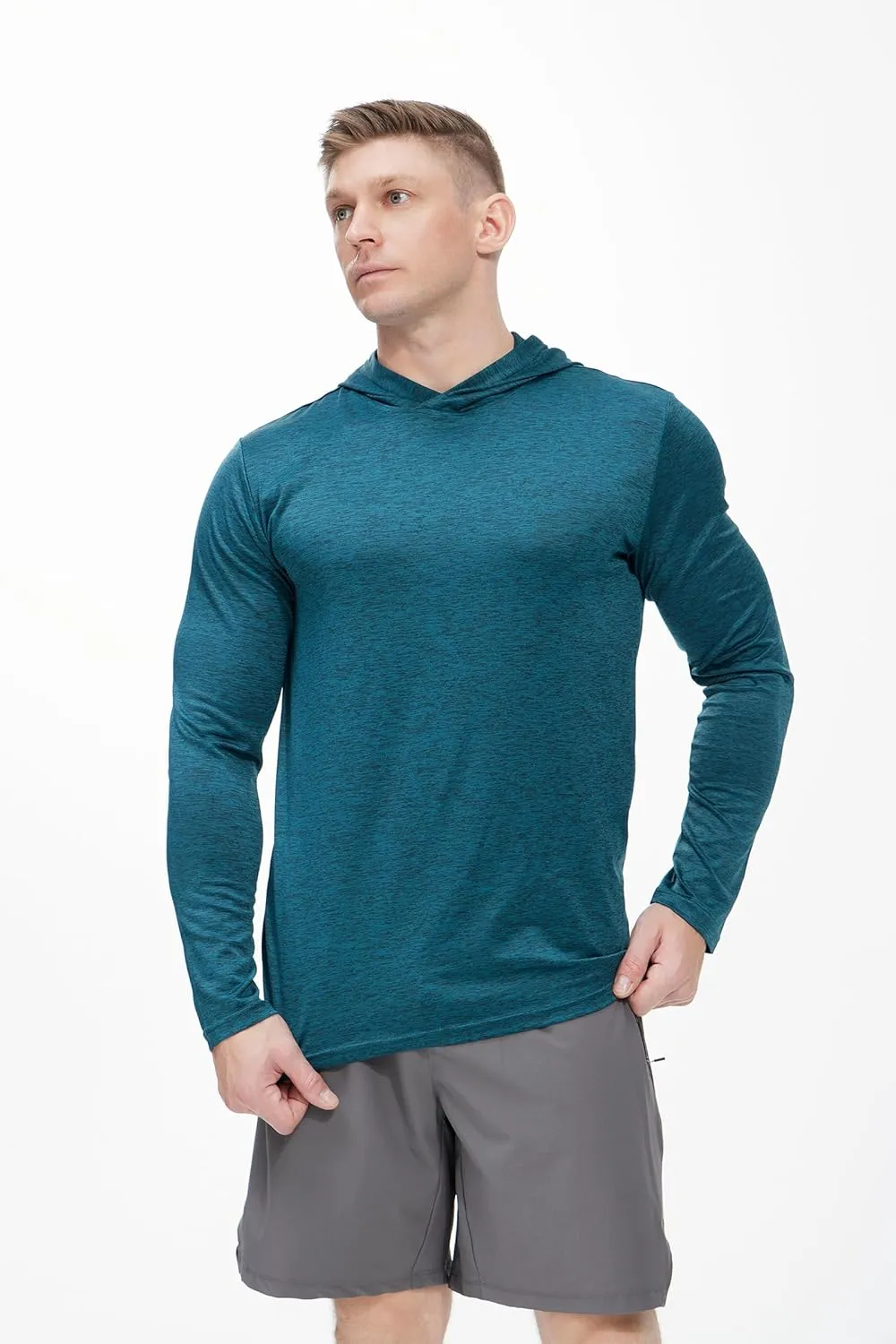 Men's Lightweight Hoodies 4 Pack Long Sleeve Athletic Shirts for Mens Running Workout Swim T-Shirt