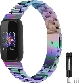 Metal Bands Compatible for Fitbit Inspire 3 for Women & Men,Solid Stainless Steel Adjustable Strap Replacement Band for Inspire 3 Fitness Tracker