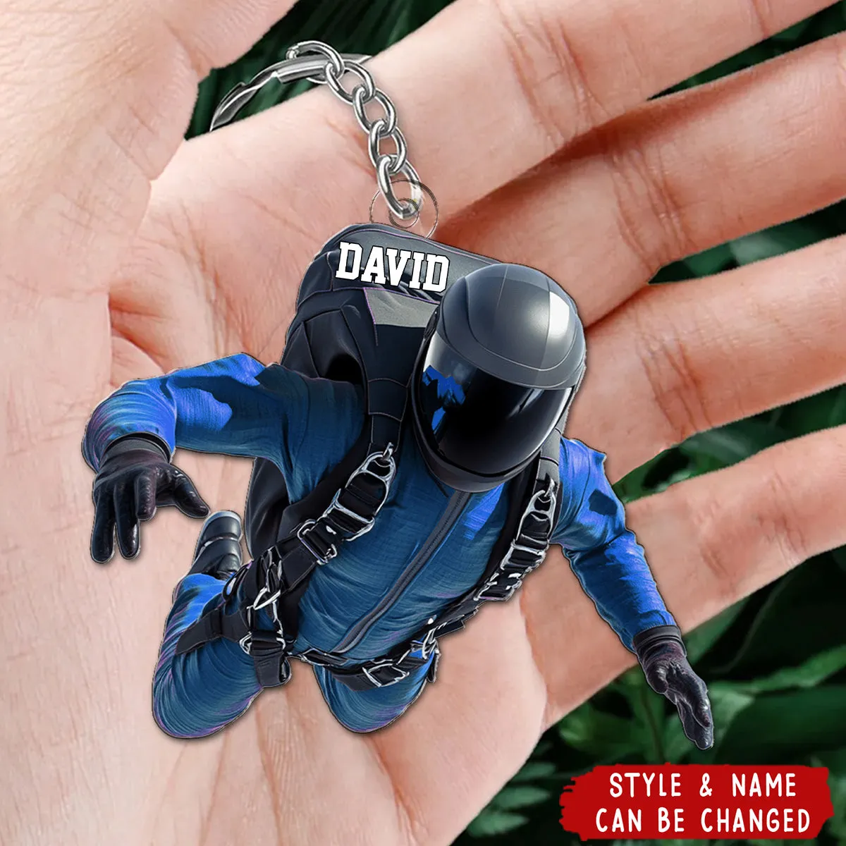 Personalized Skydiver Shaped Keychain – Gift For Paragliding, Skydiving Lovers