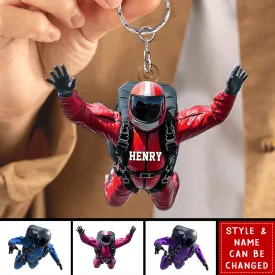 Personalized Skydiver Shaped Keychain – Gift For Paragliding, Skydiving Lovers