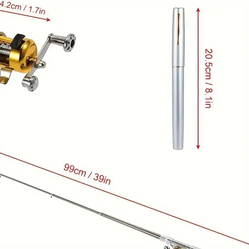 Pocket Size Fishing Rod, Small Mini Pen Shape Fishing Rod and Spinning Reel Combos Kit