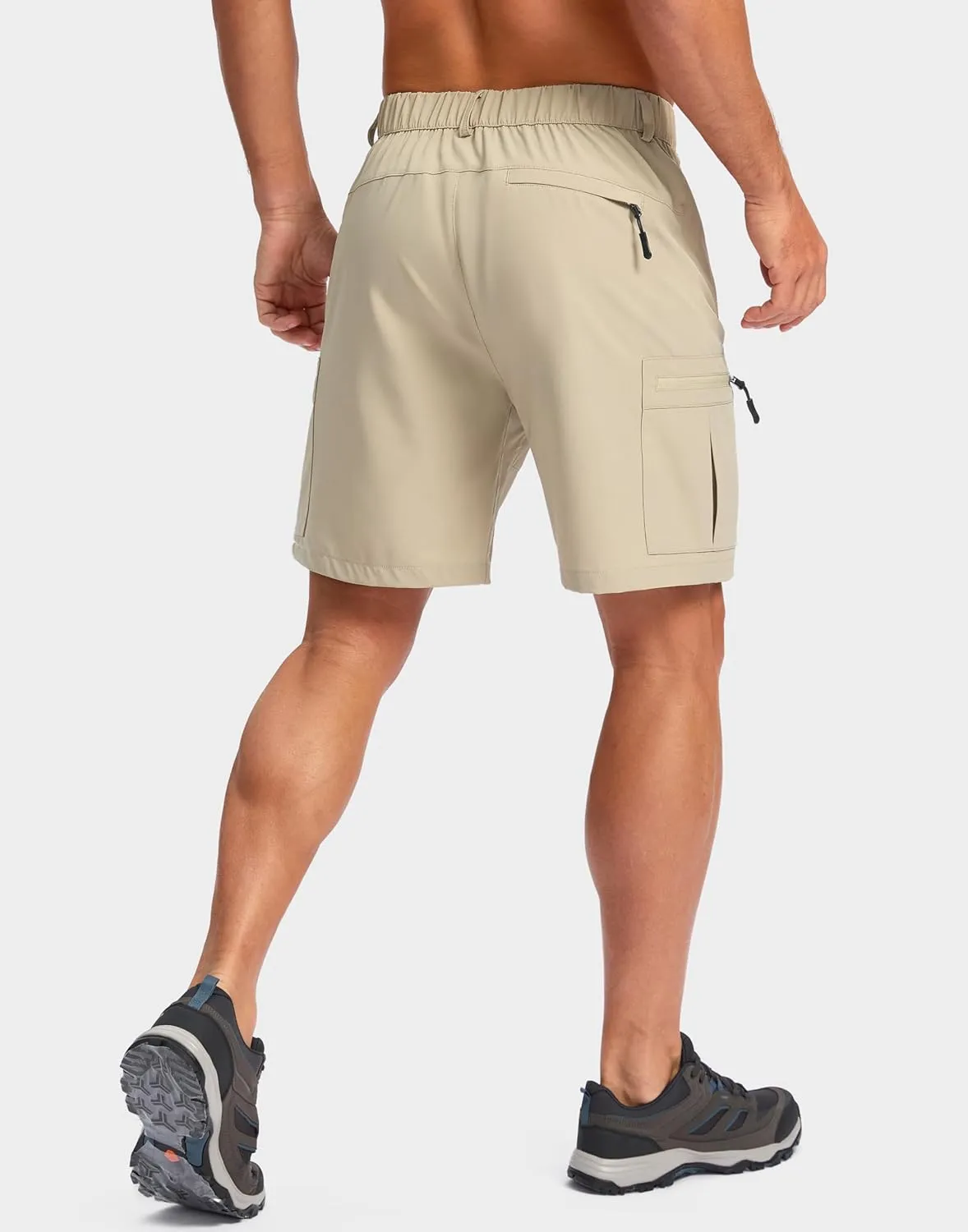 Pudolla Men's Hiking Cargo Shorts Lightweight 7" Travel Casual Shorts for Men Golf Work Outdoor with 5 Zipper Pockets