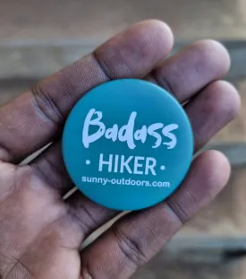 Sunny Outdoors hiker button badge