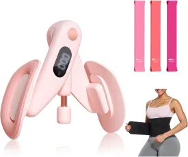 Thigh Master, Pelvic Floor Muscle Trainer Adjustable Resistance Inner Thigh Exerciser, Upgraded 360 LED Inner Thigh Exerciser, Kegel Trainer for Postpartum Rehabilitation 20LB Resistance Band