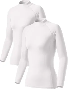 TSLA Women's Thermal Long Sleeve Tops, Mock Turtle & Crew Neck Shirts, Fleece Lined Compression Base Layer