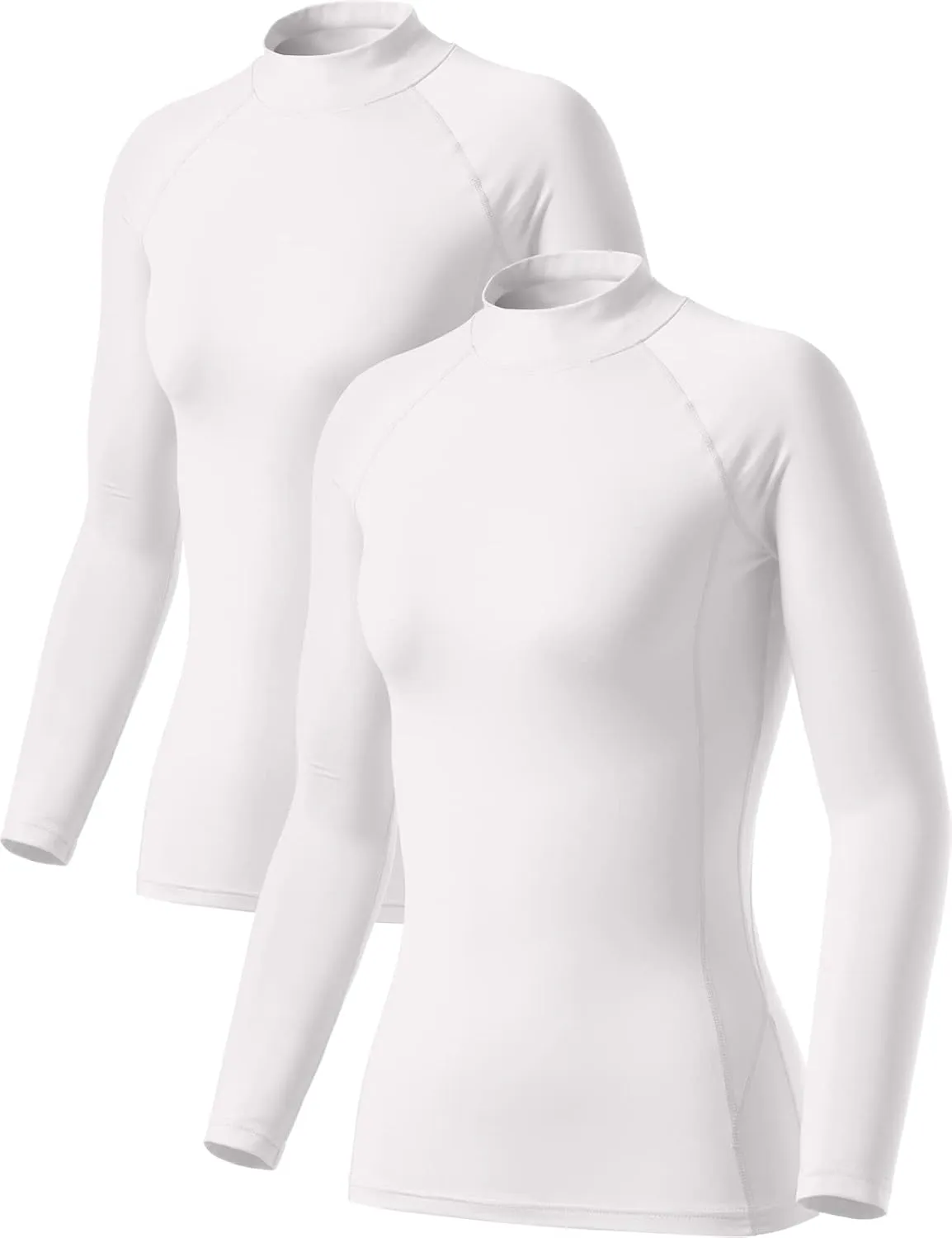 TSLA Women's Thermal Long Sleeve Tops, Mock Turtle & Crew Neck Shirts, Fleece Lined Compression Base Layer