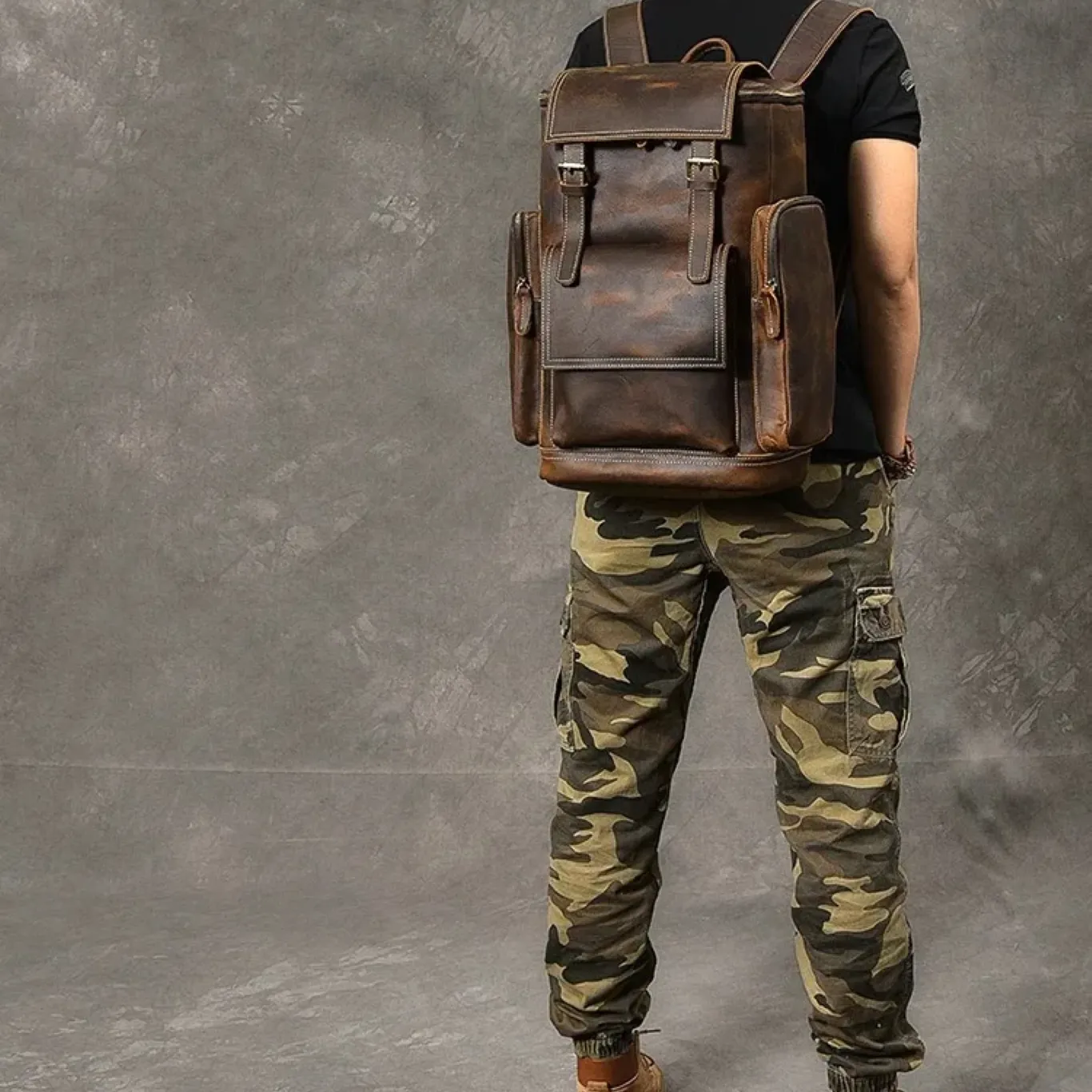 VintageTrail Leather Hiking Backpack
