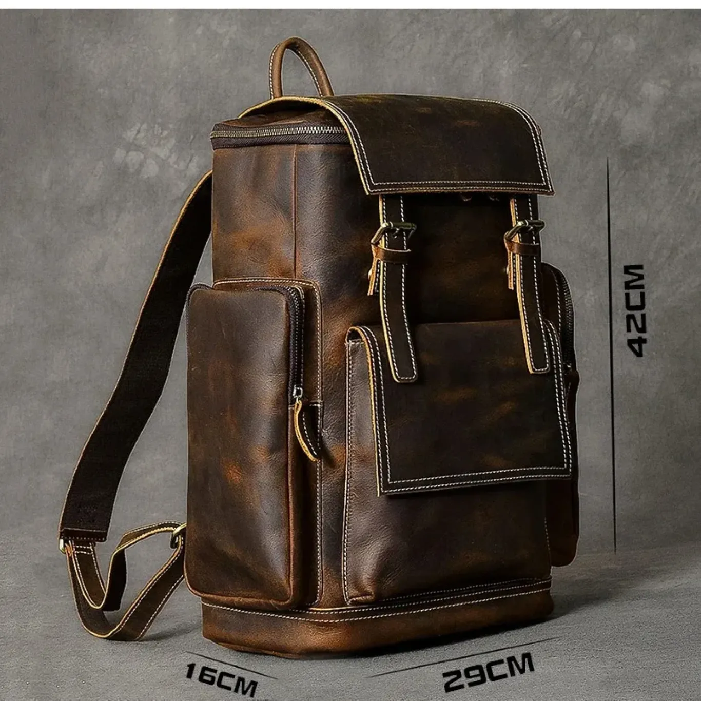 VintageTrail Leather Hiking Backpack
