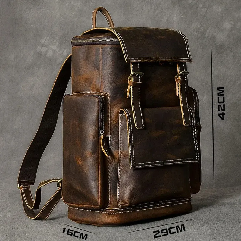 VintageTrail Leather Hiking Backpack