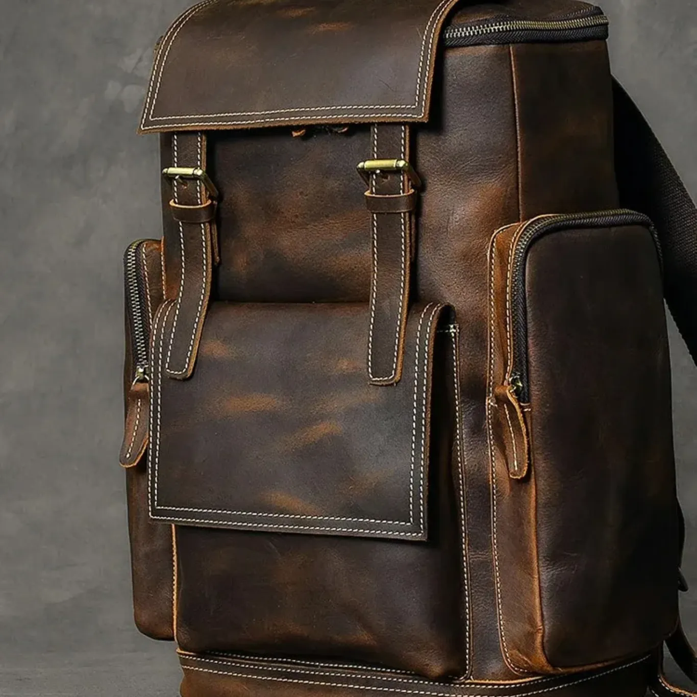 VintageTrail Leather Hiking Backpack