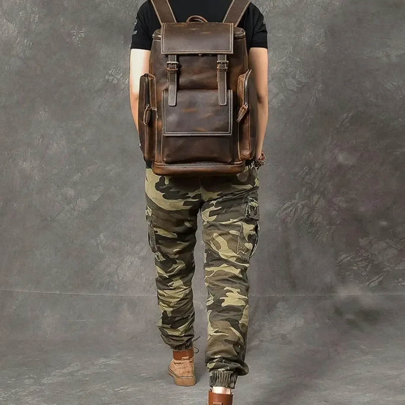 VintageTrail Leather Hiking Backpack