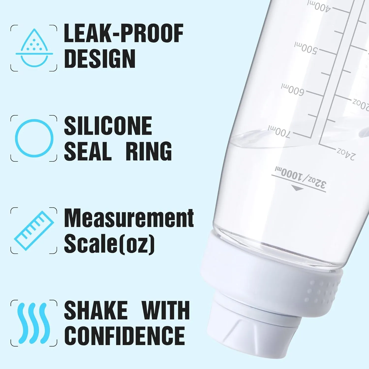 Water Bottle 32oz, clear water bottle with Chug Lid and Carry Handle, Reusable, Tritan, BPA Free, Hiking Water Bottle Suitable for Travel, Outdoors, Gym, Travel, Home, School (Clear)