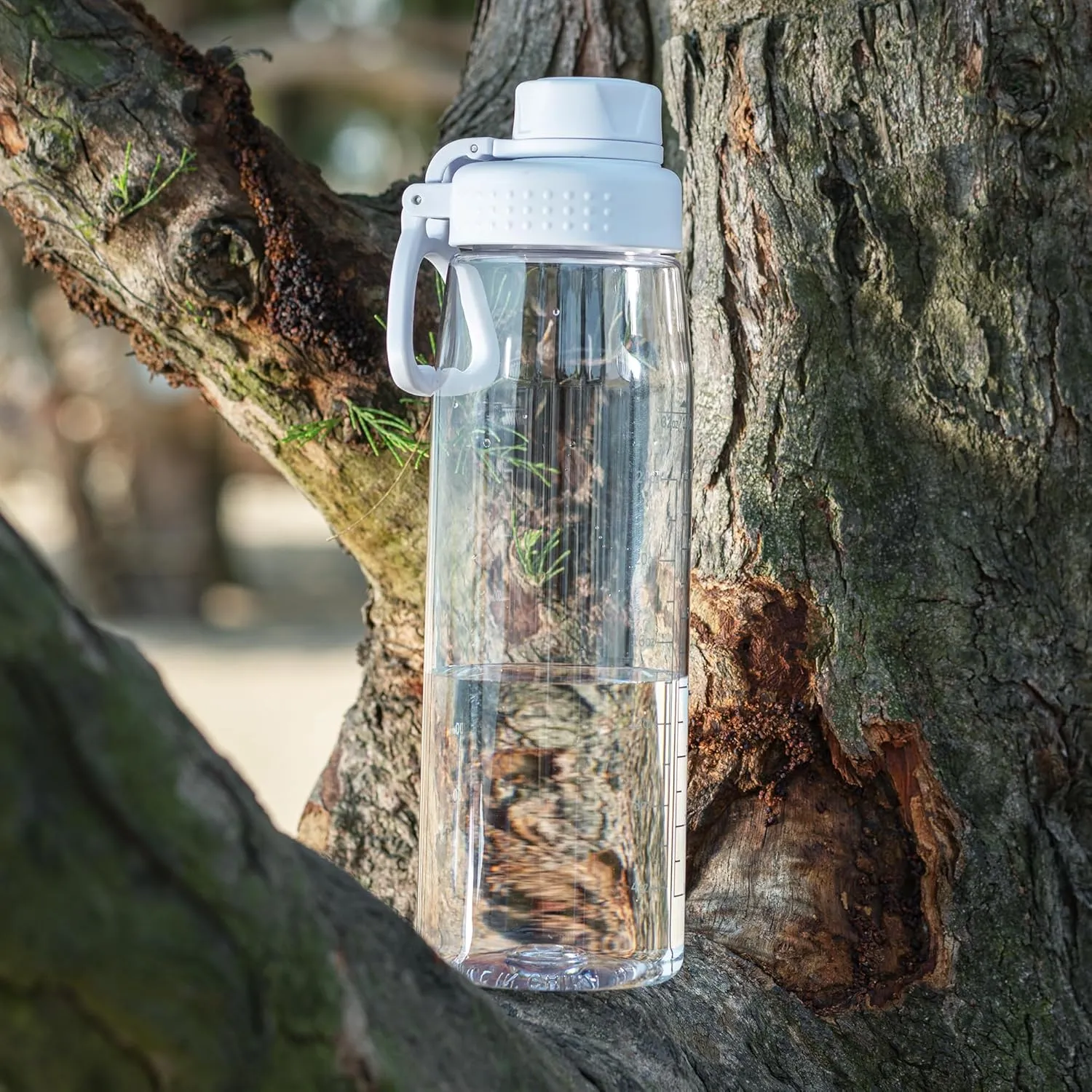 Water Bottle 32oz, clear water bottle with Chug Lid and Carry Handle, Reusable, Tritan, BPA Free, Hiking Water Bottle Suitable for Travel, Outdoors, Gym, Travel, Home, School (Clear)