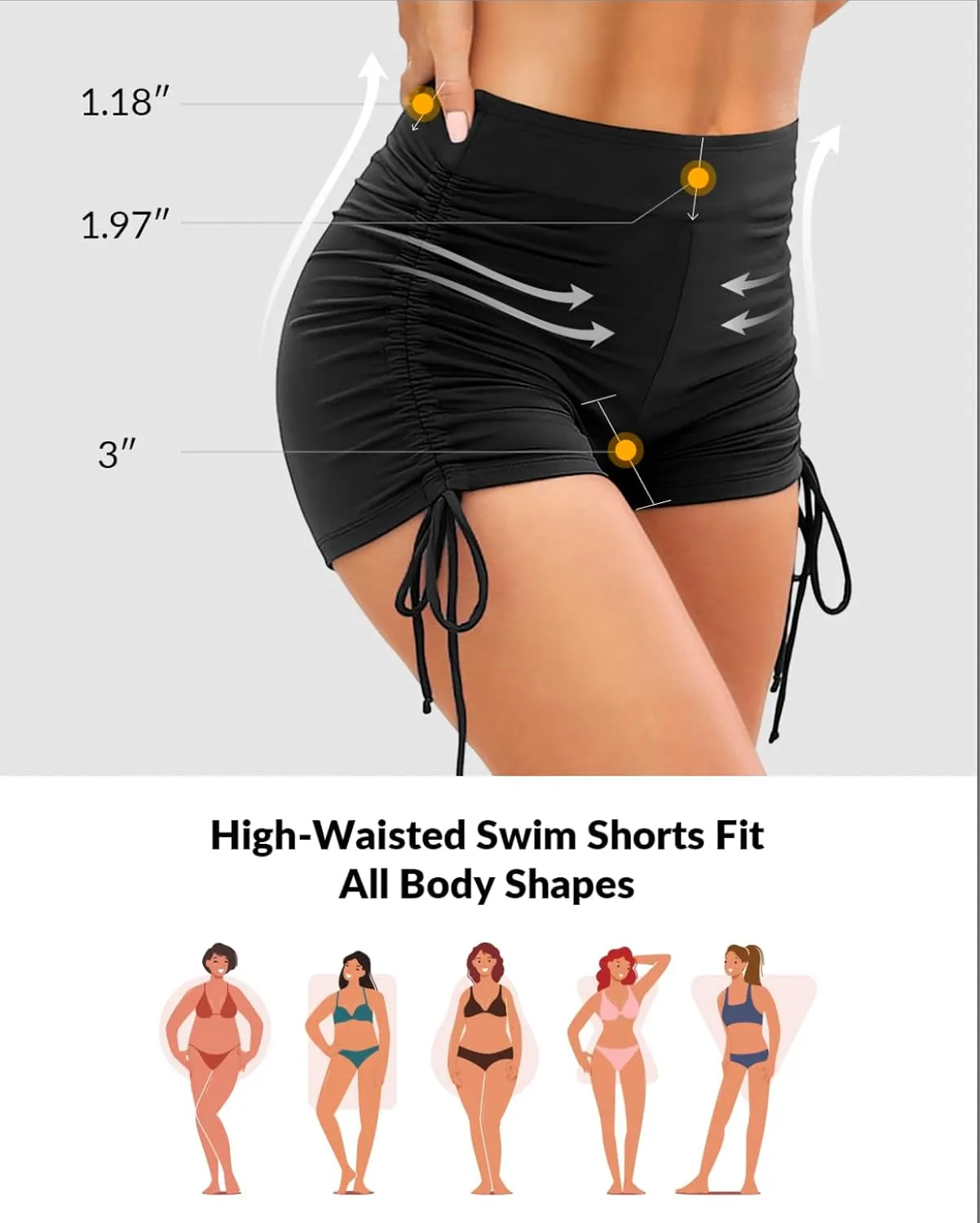 Women Swim Shorts High Waisted Swimsuit Shorts Tummy Control Bathing Suit Bottom Plus Size Boyshorts