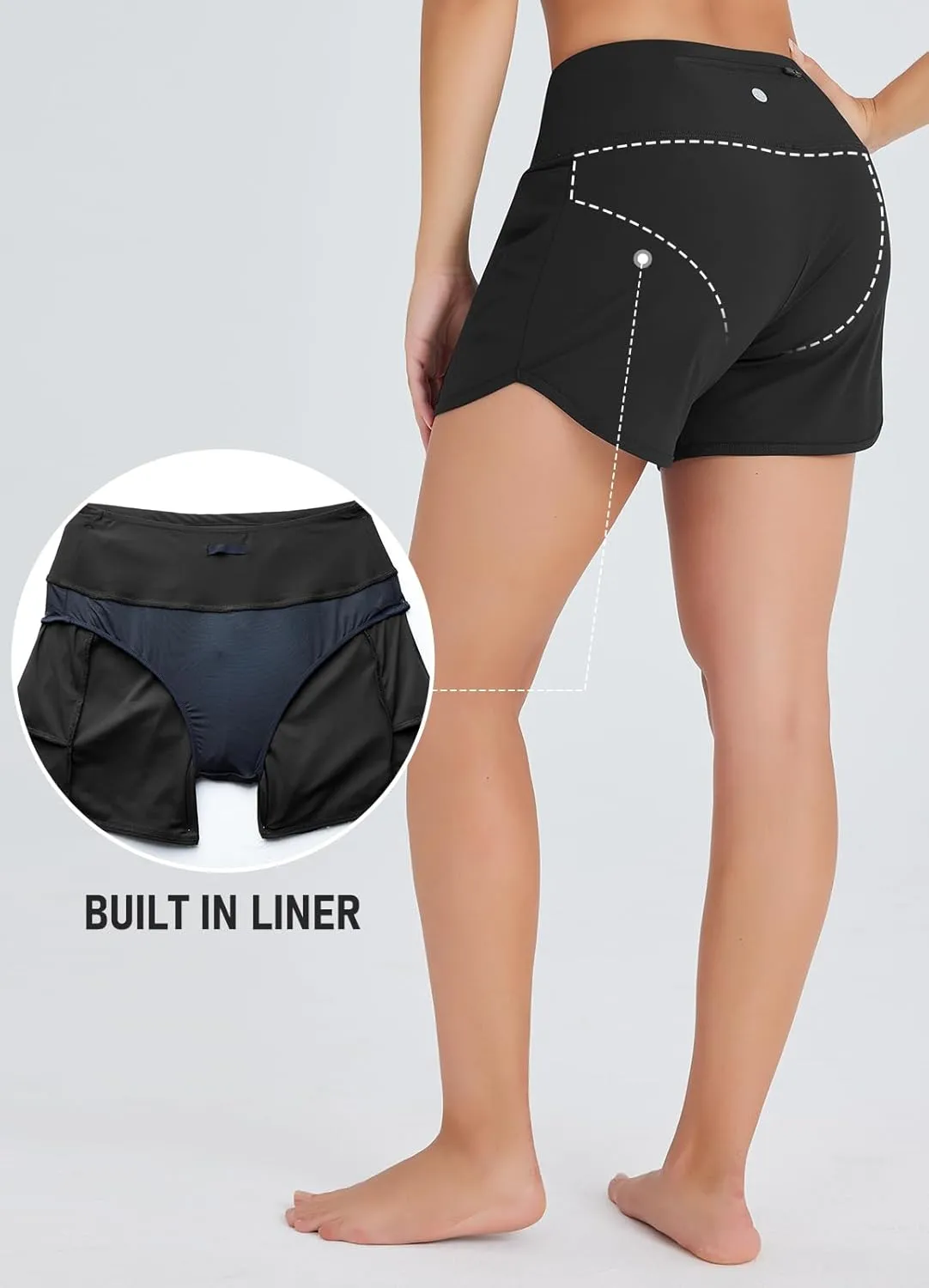 Women's 4" Swim Shorts High Waisted UPF50  Board Shorts Tummy Control Boy Shorts Swimsuit Bottoms