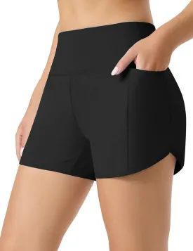 Women's 4" Swim Shorts High Waisted UPF50  Board Shorts Tummy Control Boy Shorts Swimsuit Bottoms