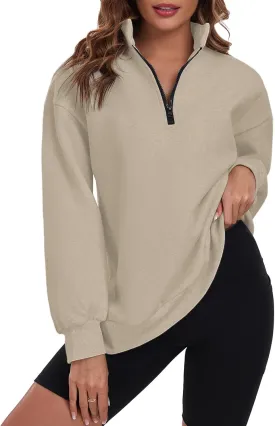 Womens Oversized Sweatshirts Hoodies Fleece Half Zip Pullover Top Casual Long Sleeves Trendy Fashion Outfit Clothes