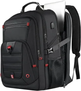Z-MGKISS Extra Large Travel Backpack, 52L TSA Backpack 17.3 Inch, Anti-Theft 17 Inch Big Business Laptop Backpack for Men & Women, Water Resistant College Rucksack Bag with USB Port, Black